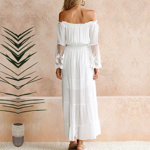 ✦NWT Boho Lace White Embroidered Maxi Dress✦ - Picture 7 of 8